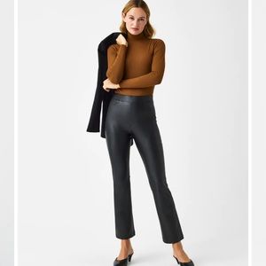 Spanx Leather like cropped kick flare pants